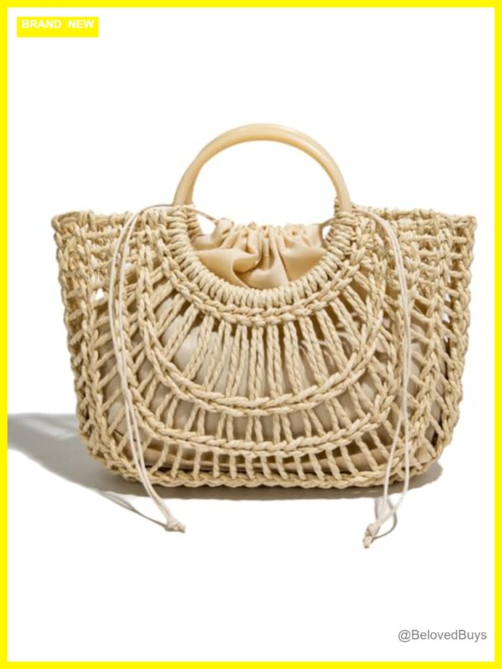 Woven Straw Crossbody Bag in Natural Beige
